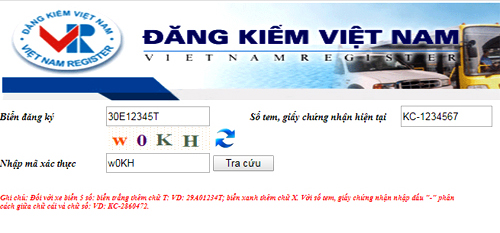 Tra cuu phat nguoi qua web dang kiem Viet Nam